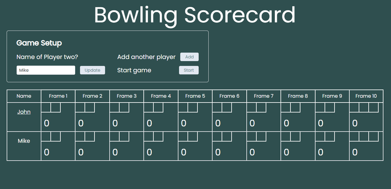 The bowling scorecard app