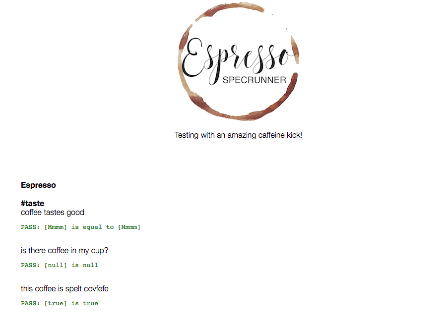 A screenshot of my test runner app