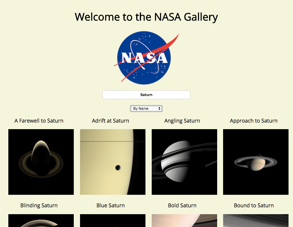 The NASA gallery website
